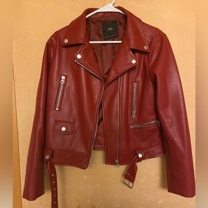 Dark Red faux leather jacket